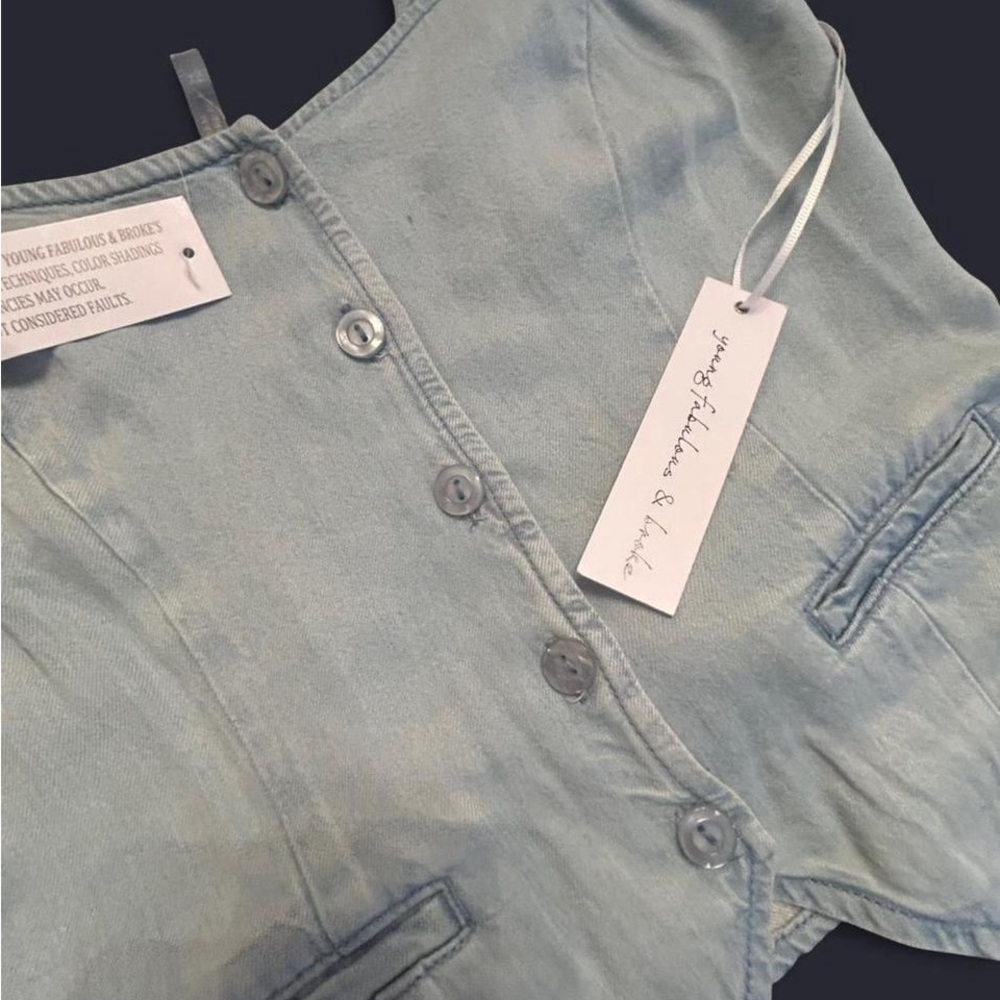 Young Fabulous & Broke-Denim Blue Button Down Shirt - Picture 5 of 8